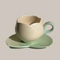 Tulip Ceramic Mug and Saucer | Flower Cup for coffee, tea, oatmeal