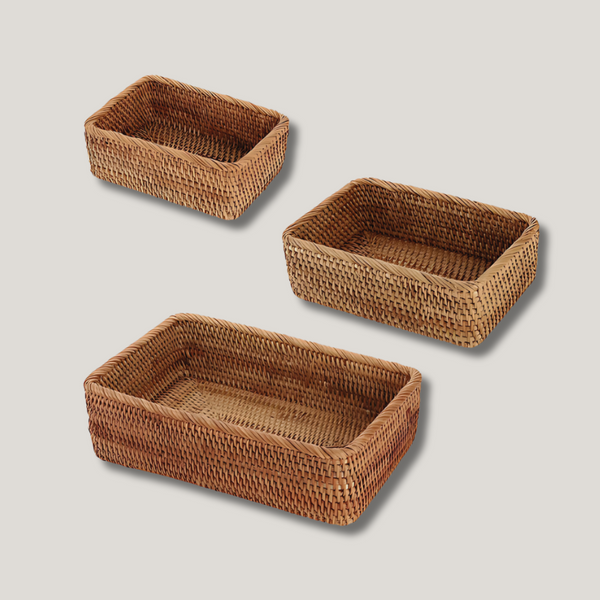 Cecilia Handwoven Wicker Basket | Rectangular (Rattan Basket)