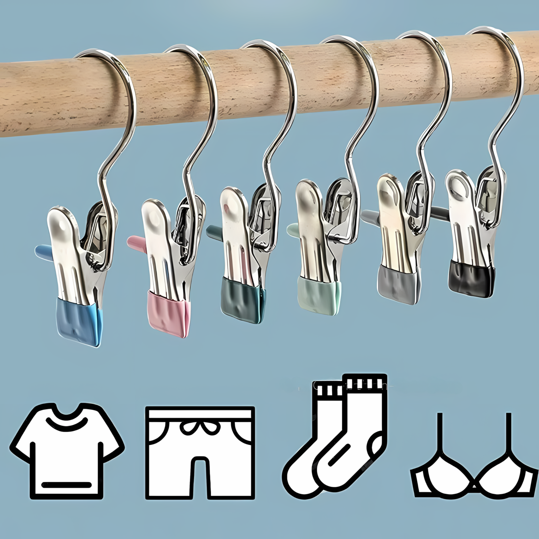 Finn Clothespins | Pants Hanger Set 10 Pcs | Space-Saving