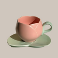 Tulip Ceramic Mug and Saucer | Flower Cup for coffee, tea, oatmeal